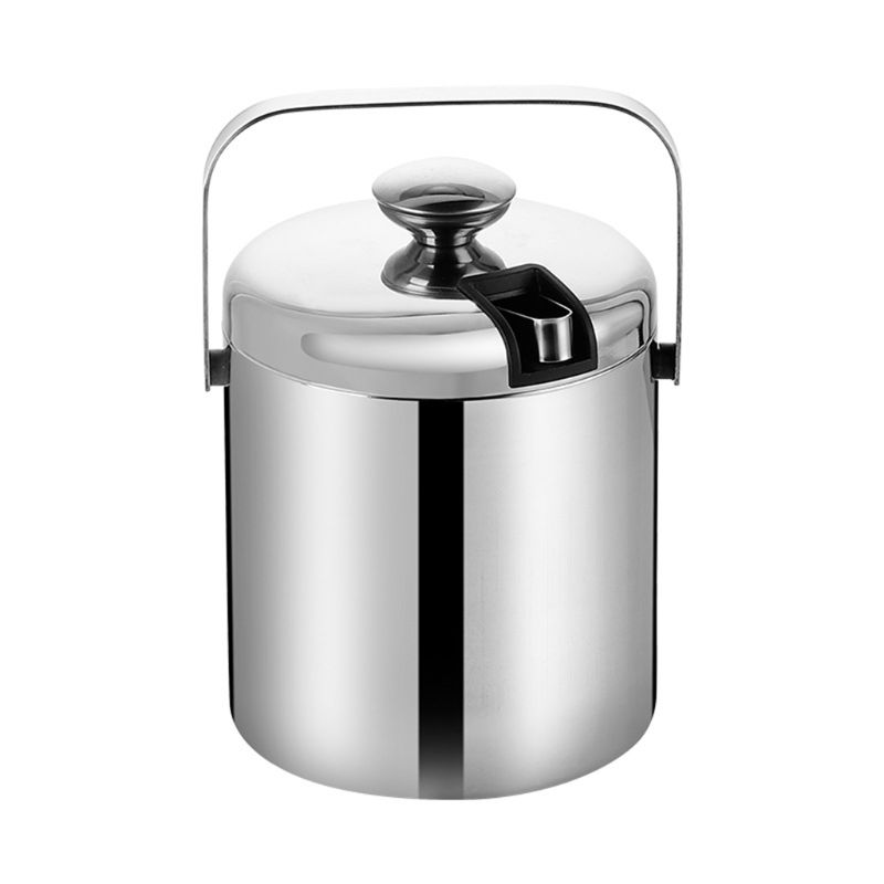 6.Stainless Steel Ice Bucket Insulated Double Wall Ice Bucket with Tong