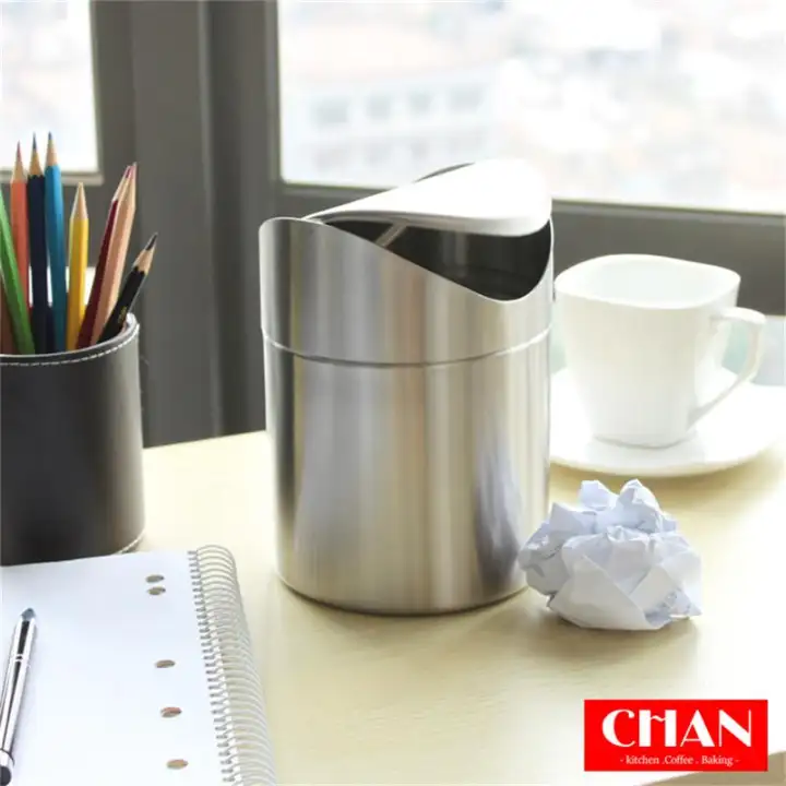 1 5 L Mini Desk Dustbin Rubbish Waste Bin 430 Stainless Steel