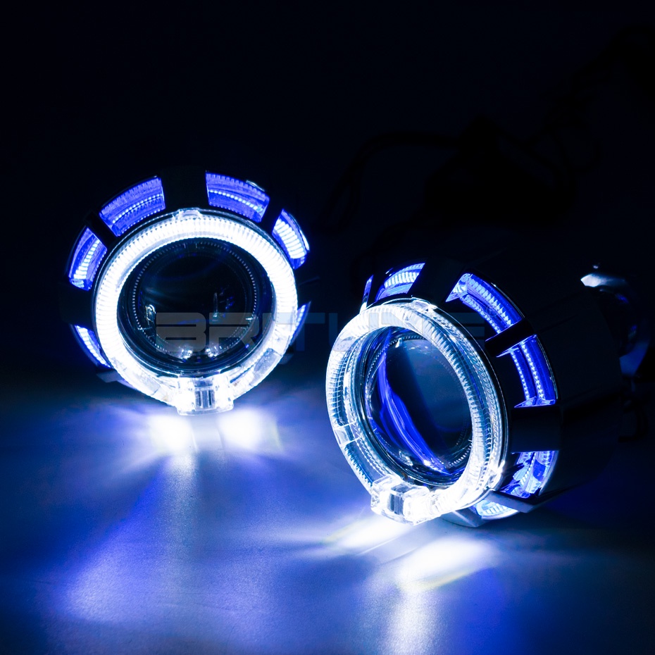 Mini 2.0 inch Bixenon Headlight Lens Projector Double LED Angel Eyes