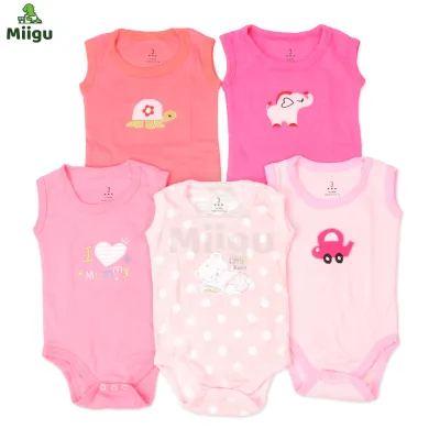 Miigu Baby 5 in 1 Sleeveless Onesie Baby Clothes Assorted Design & Color for Babies 0-9 months PVC05