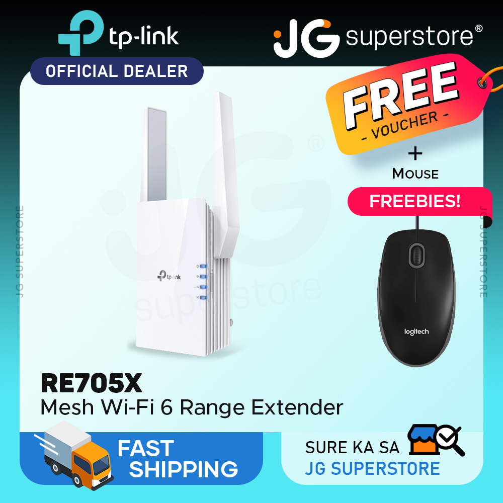TP-Link RE705X AX3000 Wireless Dual Band Wireless Mesh Wi-Fi 6 Range  Extender 2402Mbps 5GHz / 574Mbps 2.4GHz Plug-In Wifi Repeater Router with  MIMO Built-In Access Point TP LINK TPLINK, JG Superstore