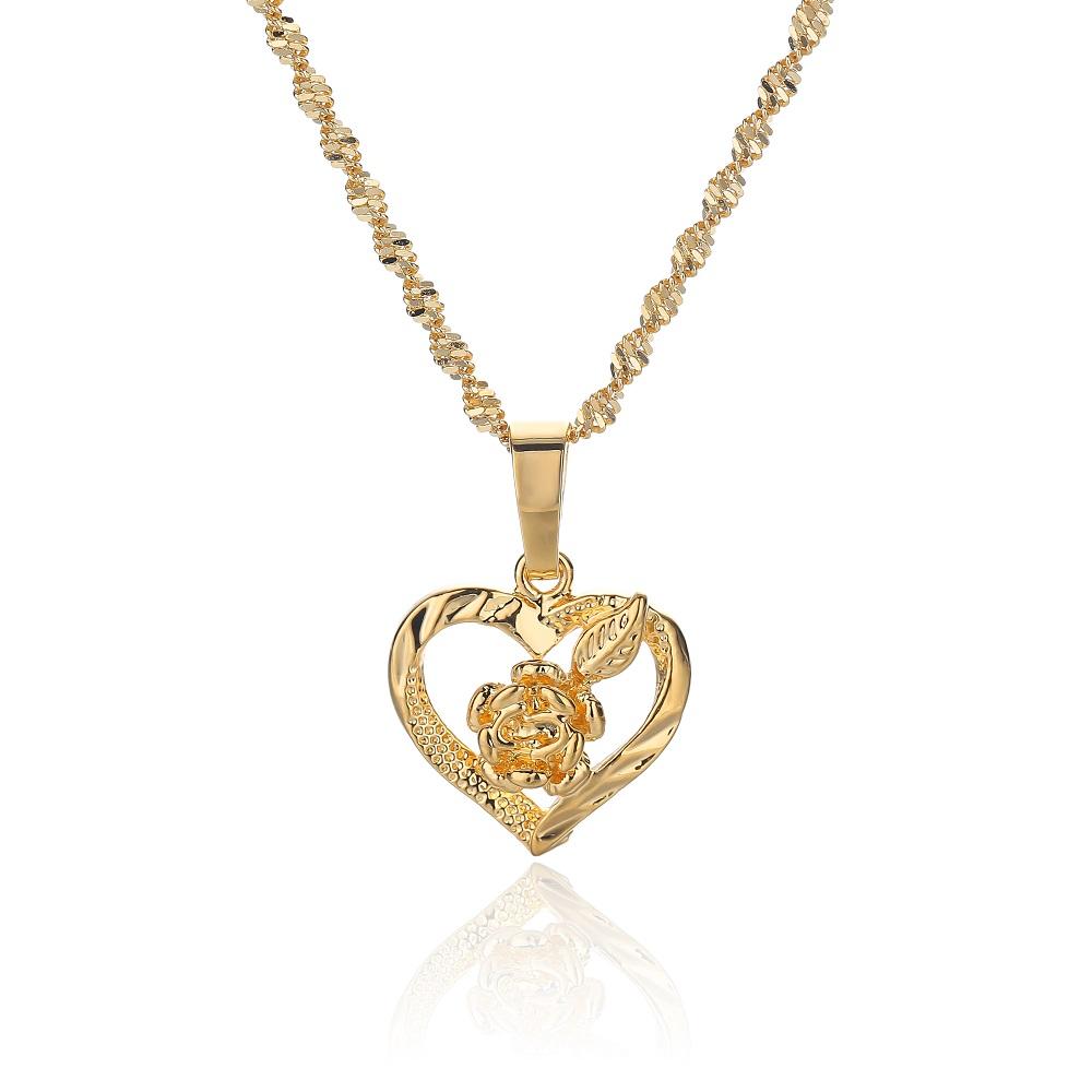 SK Jewelry 24k Gold-Plated Heart Rose 
