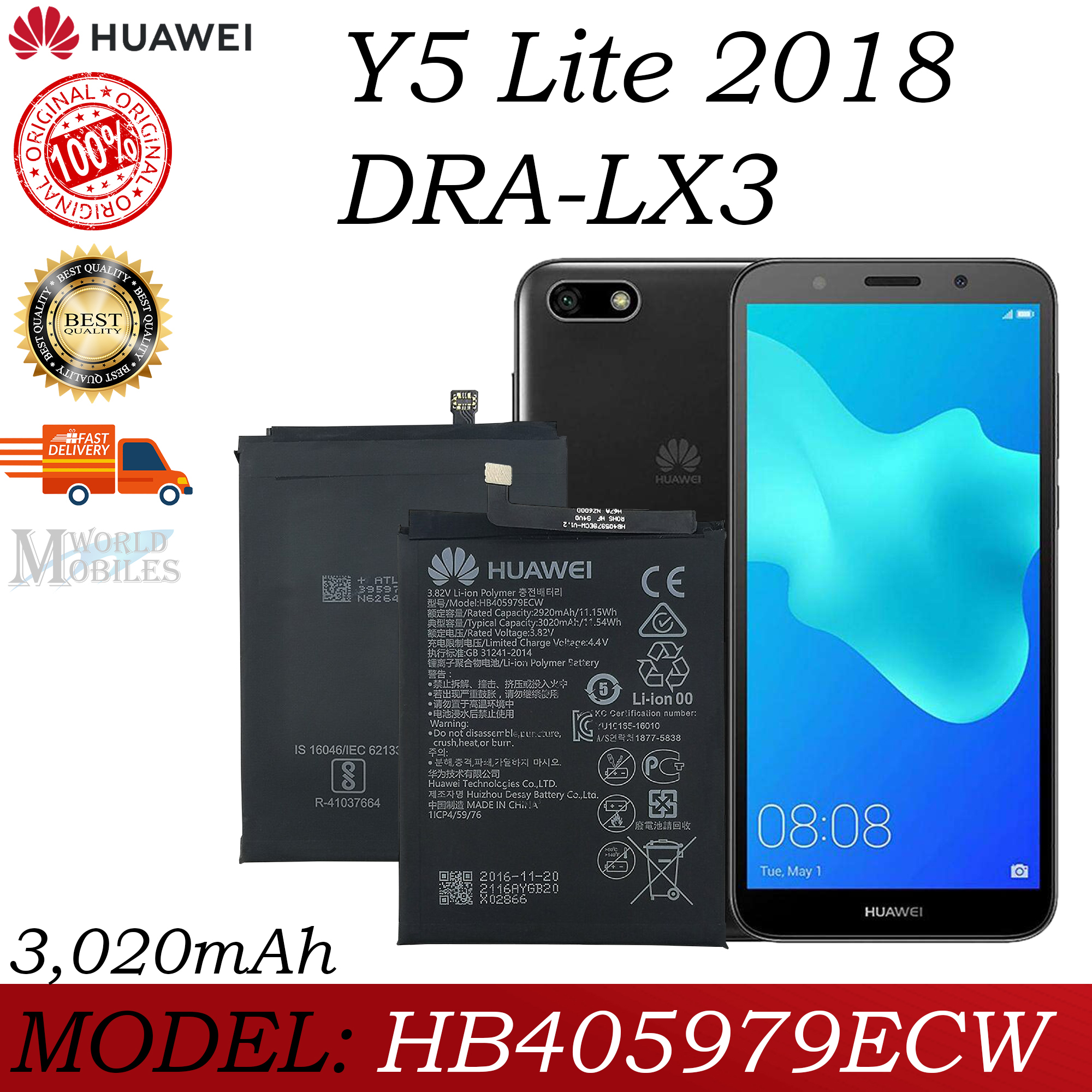 Huawei Y5 Lite 2018 DRA-LX3 Battery HB405979ECW (Original Equipment  Manufactured) | Lazada PH