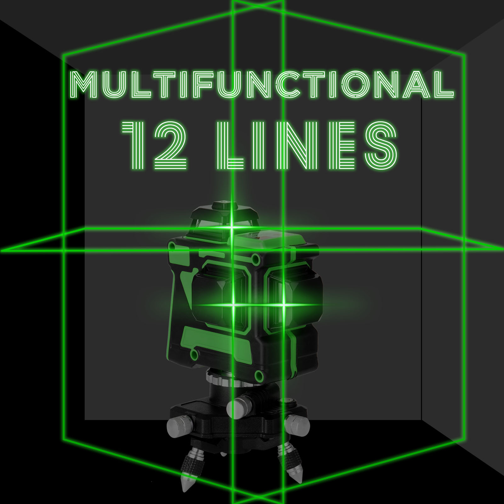 KKmoon Multifunctional 3D 12 Lines Laser Level Tool Vertical Horizontal Lines with Self-leveling Function