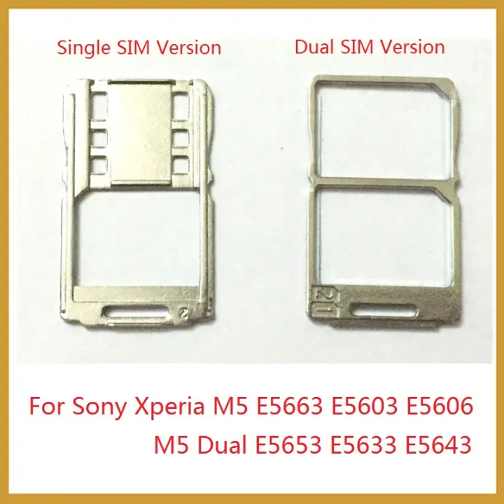 Original Metal Material New Sim Card Tray Holder Slot For Sony Xperia M5 E5663 E5603 E5606 M5 Dual E5653 E5633 E5643 Replacement Parts Free Gift 1 Piece Sim Card Pin Ejector