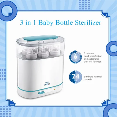 Philips Avent 3 in 1 Baby Bottle Sterilizer Quick Sterilization Warmers & Sterlizers High Capacity Health Accessories
