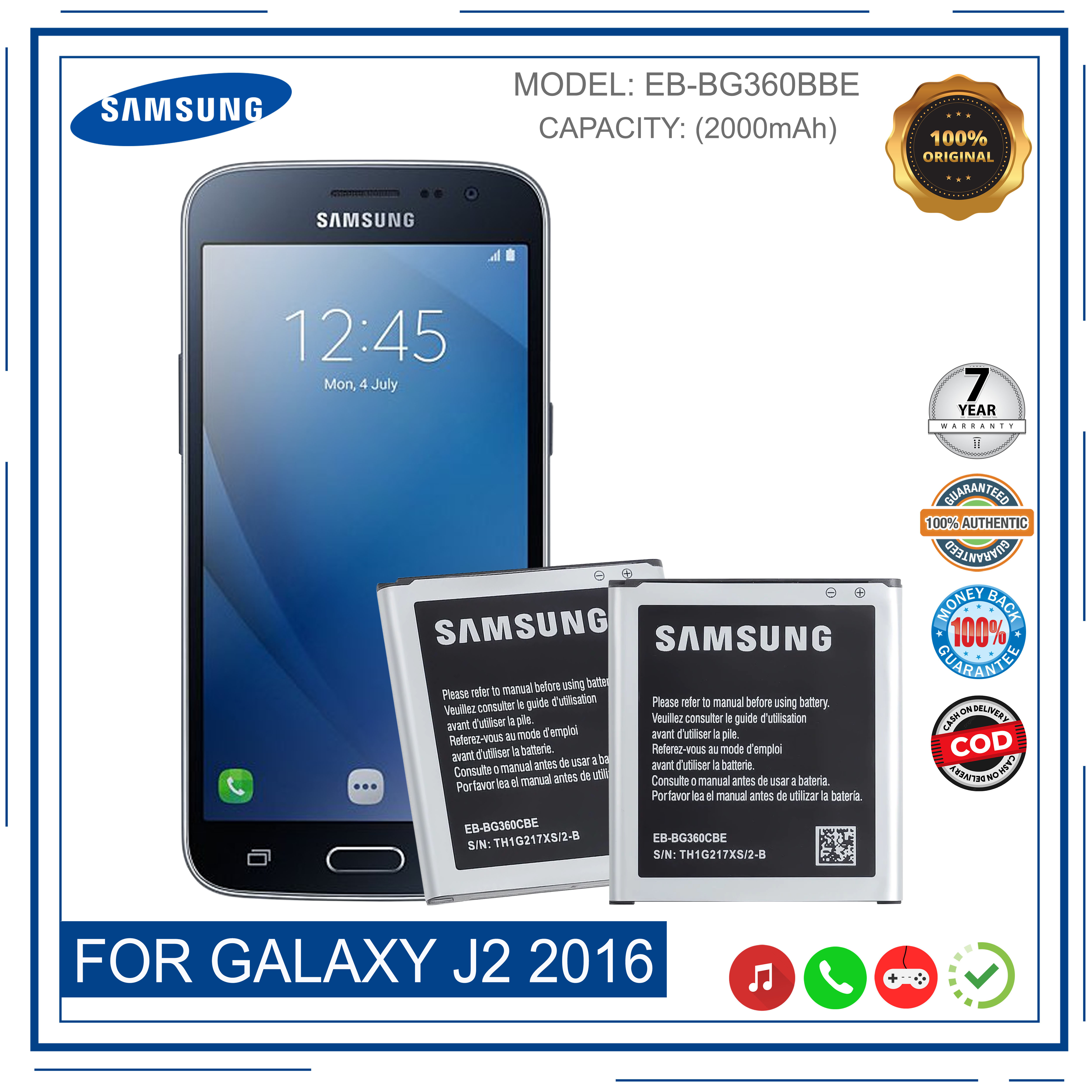 Samsung Galaxy J2 16 Battery Fit Sm J0f Sm J0h Sm J210f Sm J210h Model Eb Bg360bbe Eb Bg360cbe 00mah High Quality Phone Battery Lazada Ph