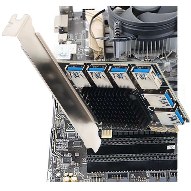 [ในสต็อก] [COD]PCI-E Riser Card PCI-E 1X to 6 USB3.0 Special Riser Card ...