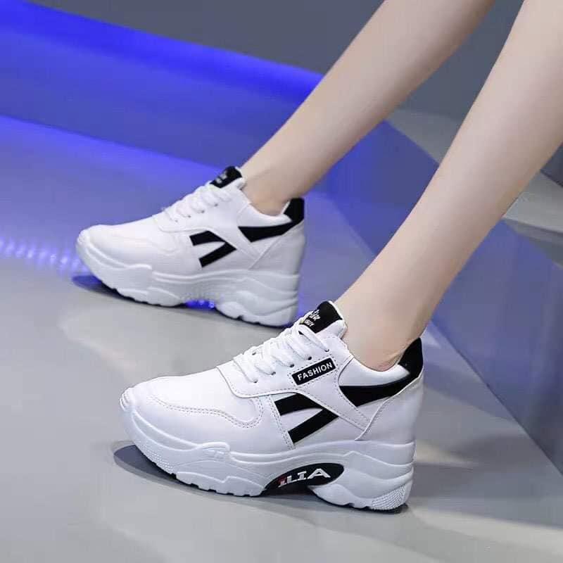 HEELED LEATHER SNEAKERS SHOES 