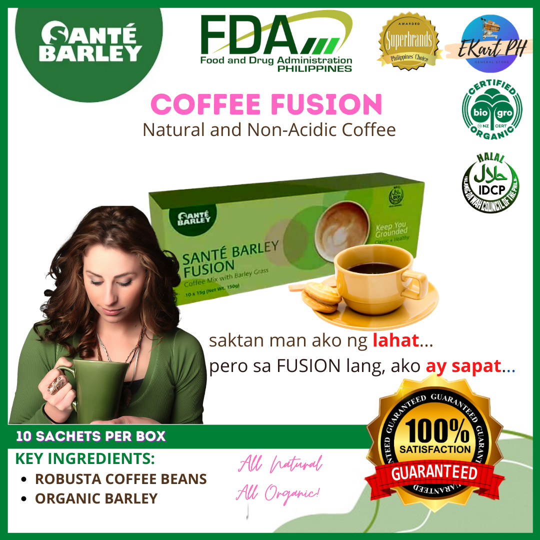 Sante Barley Coffee Fusion Non Acidic coffee 15g x 10 sachets Good for