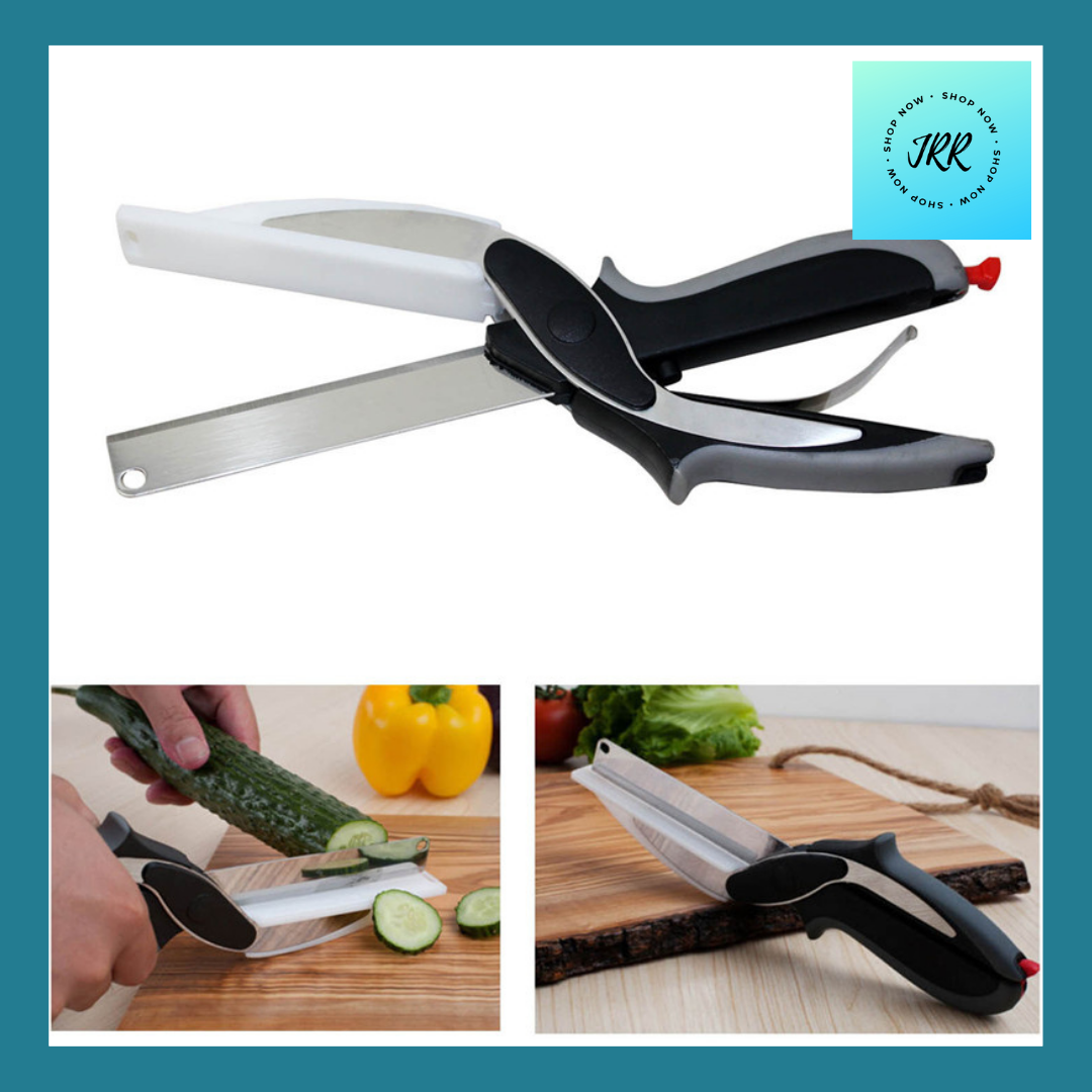 Multi-Function Smart Clever Cutter Scissor 2-in-1 Cutting Board Utility  Cutter Stainless Steel Outdoor Smart Vegetable Knife – THELOOTSALE