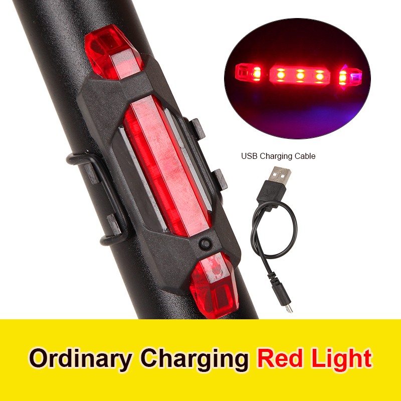 [In Stock] Virwir Bicycle light usb Taillight 5 LED USB Rechargeable tail light COB highlight lamp bead mountain bike tail light bicycle warning light equipment
