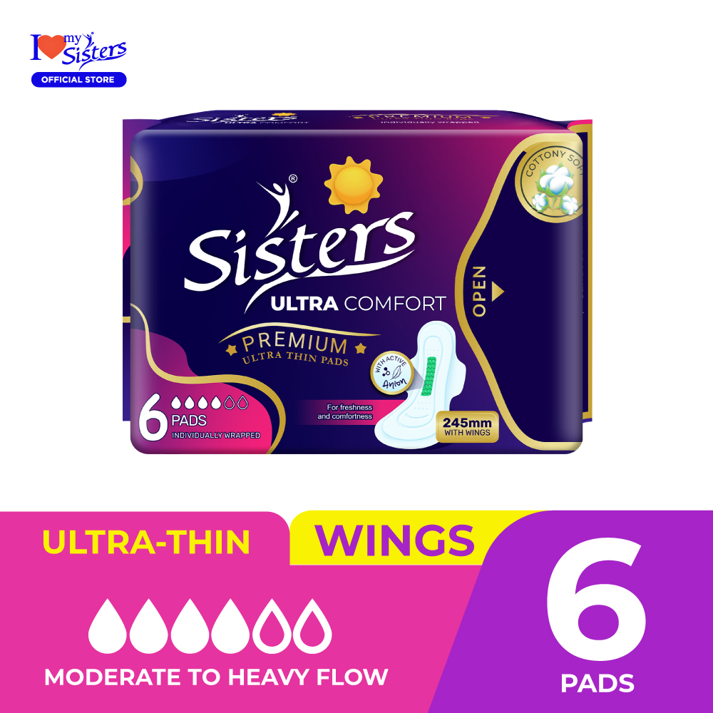 8884 - Sisters Ultra Thin Pads with wings 6's Premium | Lazada PH