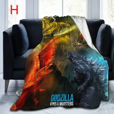 3D Throw Blankets Godzilla Monsters King Ghidorah Fanart Throw Blankets Super Soft Family Blanket for Adult Kids