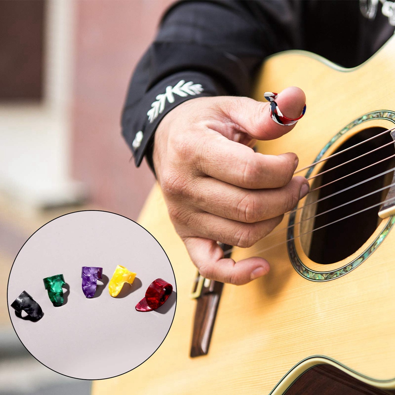 15 Pieces Guitar Picks Ring Thumb Finger Picks Stainless Steel Finger ...