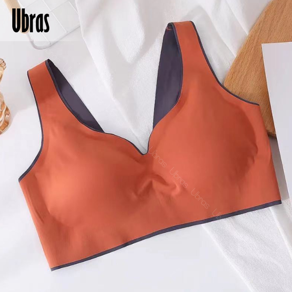 【Happier】 [TOPCH] Natural Latex Bra Seamless Contrast Color Underwear  #UWNY8024