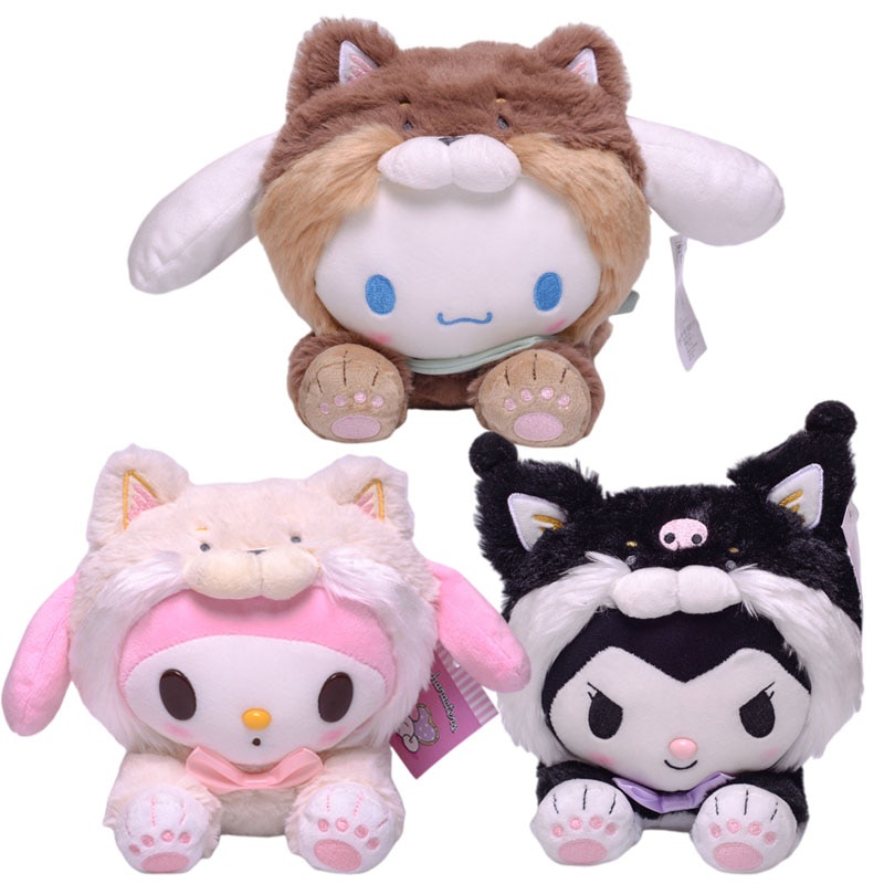 10cm Desenho Kawaii My Melody Kuromi Cinnamoroll Kt Cat Purin Dog Plush Toy  Anime Animais De Pelúcia Pingente Boneca - Escorrega o Preço