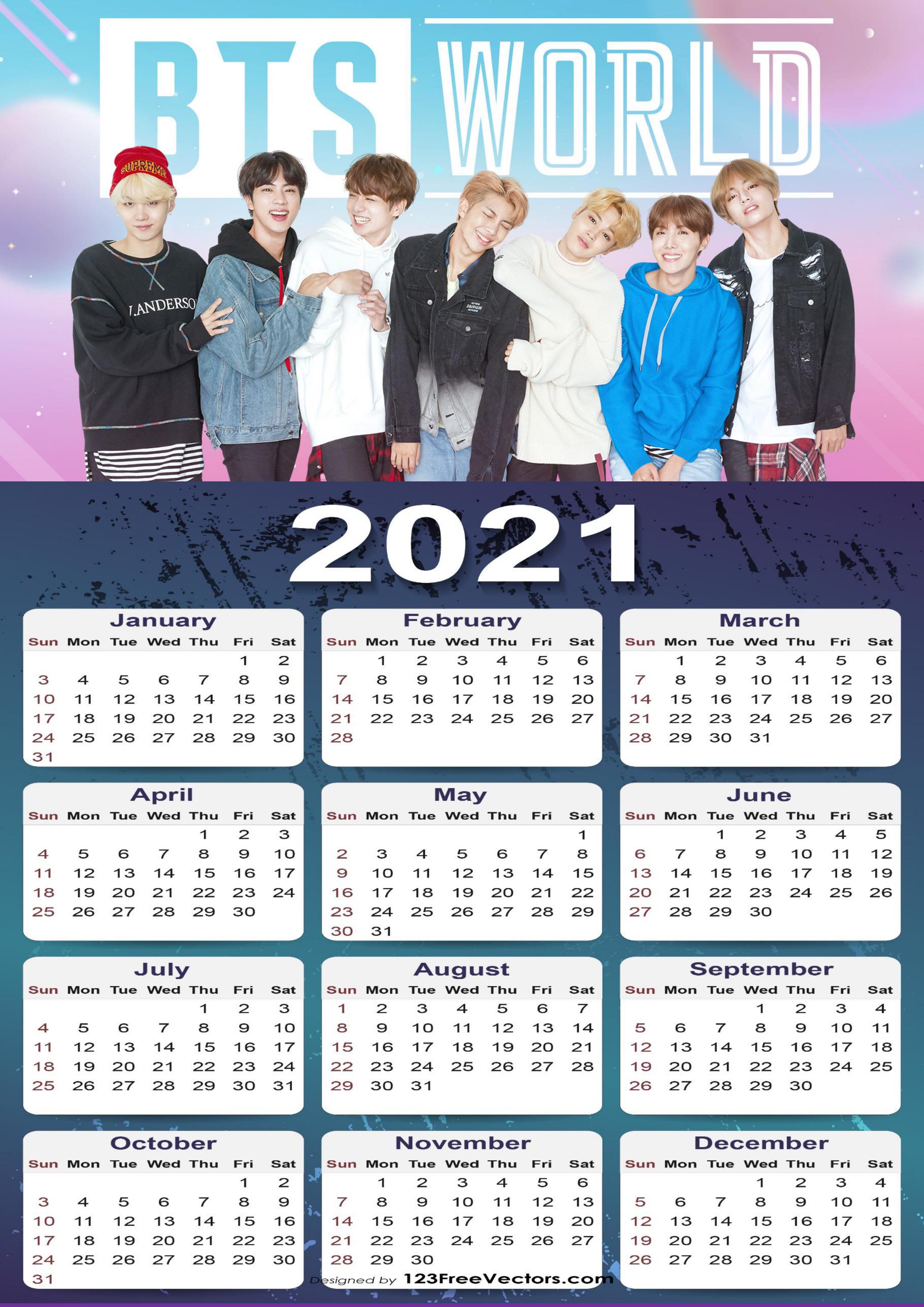 Bts Wall Calendar 2024 Printable 2024 CALENDAR PRINTABLE