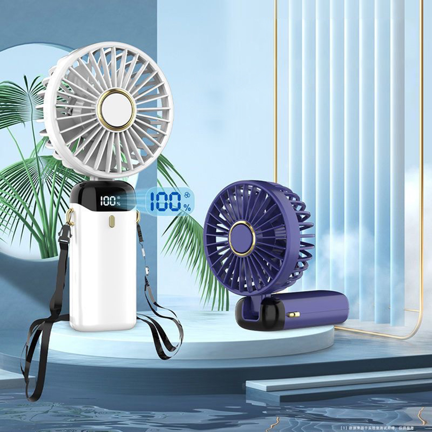 Vimite 5-Speed Mini Portable Fan USB Rechargeable Foldable Silent Handheld fan with LED Digital Display 2000mAh Table Small Fan for Home Outdoor Sports Office