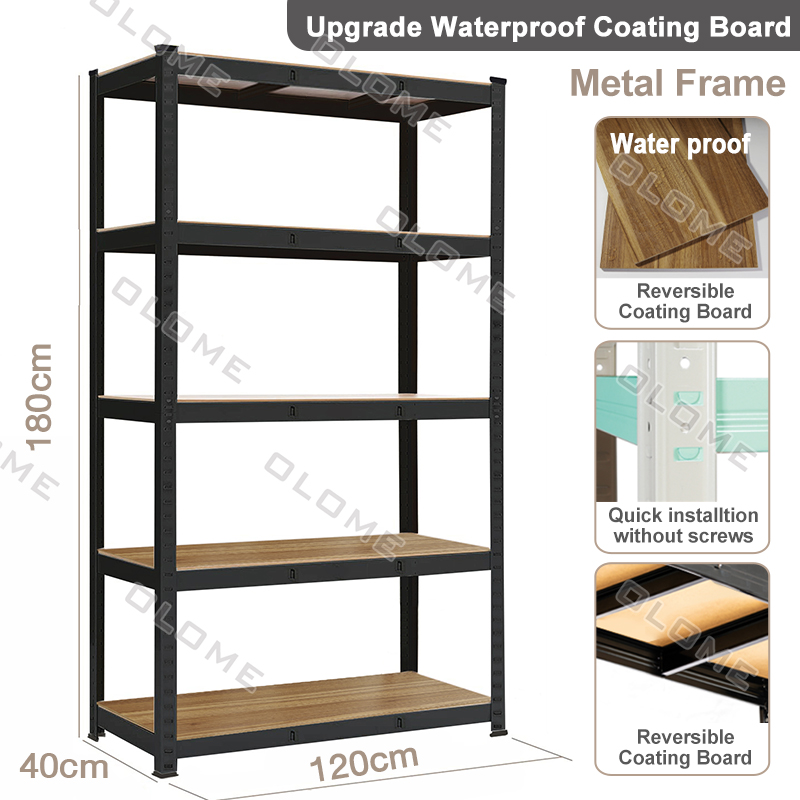 olome Multifunction Galvanized Metal+Wooden Shelf 3,4,5 Layer heavy