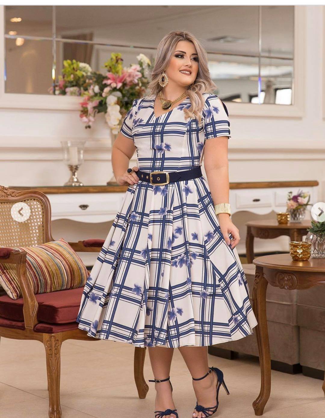 Plus size 2024 dress with belt