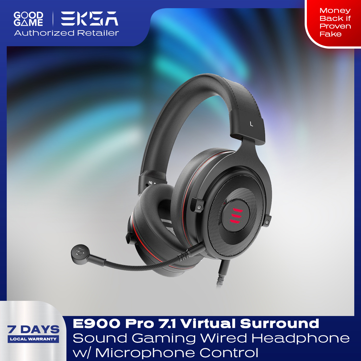 EKSA E900 Pro Virtual 7.1 Surround Sound Gaming Headset Led USB/3.5mm Wired  Headphone With Mic Volume Control For Xbox PC Gamer