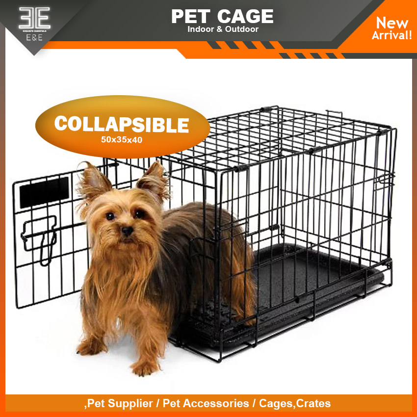 E&E Dog Cage with Poop Tray Heavy Duty Pet Collapsible Cage Foldable Pet Cage Cat Cages Lazada PH