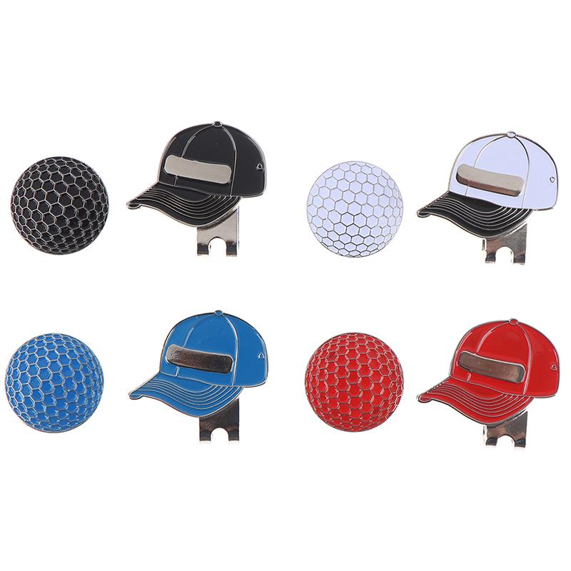 1pc Golf Ball Mark with Golf Hat Clip Magnetic Outdoor Alloy Golf Marker Caps