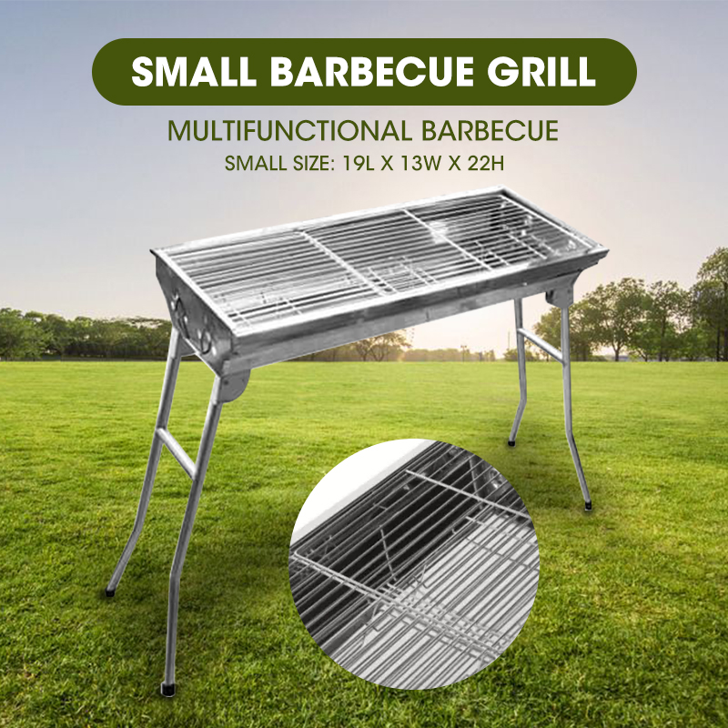 𝓗𝓖 Portable Stainless Steel Barbecue BBQ Grill Charcoal Grill Outdoor