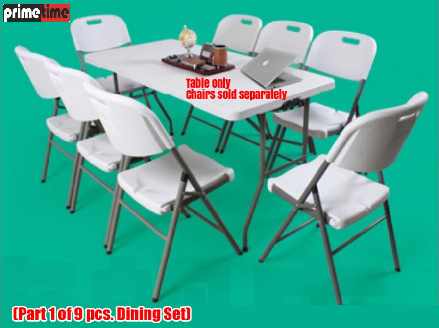 Primetime 6 Ft Rectangular Fold In Half Multi Purpose Folding Plastic Table Part 1 Of 9pcs Dining Set