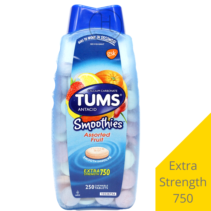 Tums Antacid Extra Strength 750 Assorted Fruits (250 Chewable Tablets