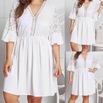 long white lace beach dress