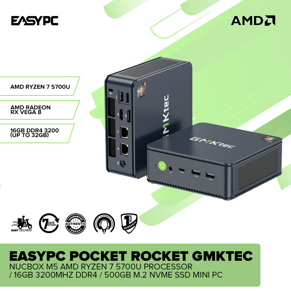 EasyPC Pocket Rocket GMKtec Nucbox M5 AMD Ryzen 5700U/ 16GB