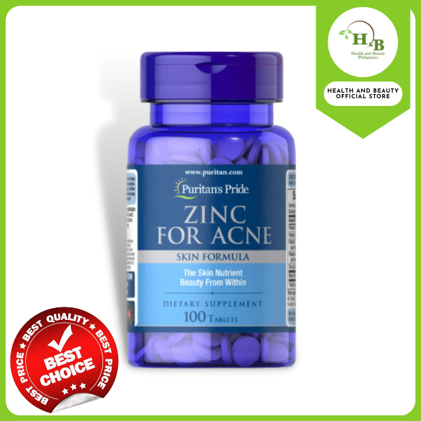 Authentic Puritans Pride Zinc for Acne pimples care with Vitamin A, C
