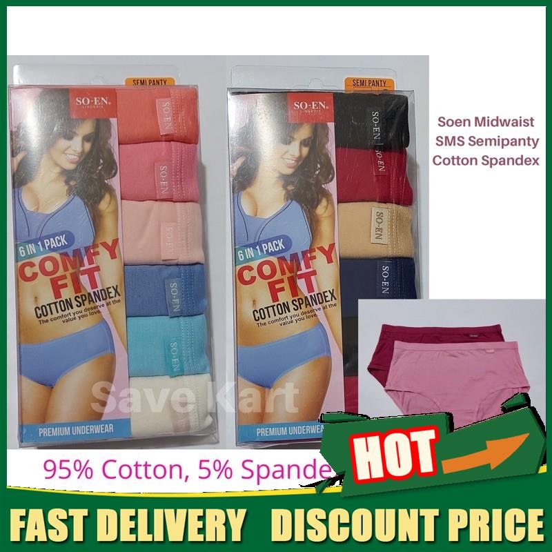 Active price】 12pcs Soen Semipanty Cotton Spandex S-3XL RANDOM COLORS