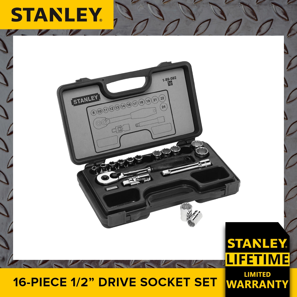 Stanley 890921 16piece 1/2” Drive Socket Set [Lifetime Warranty