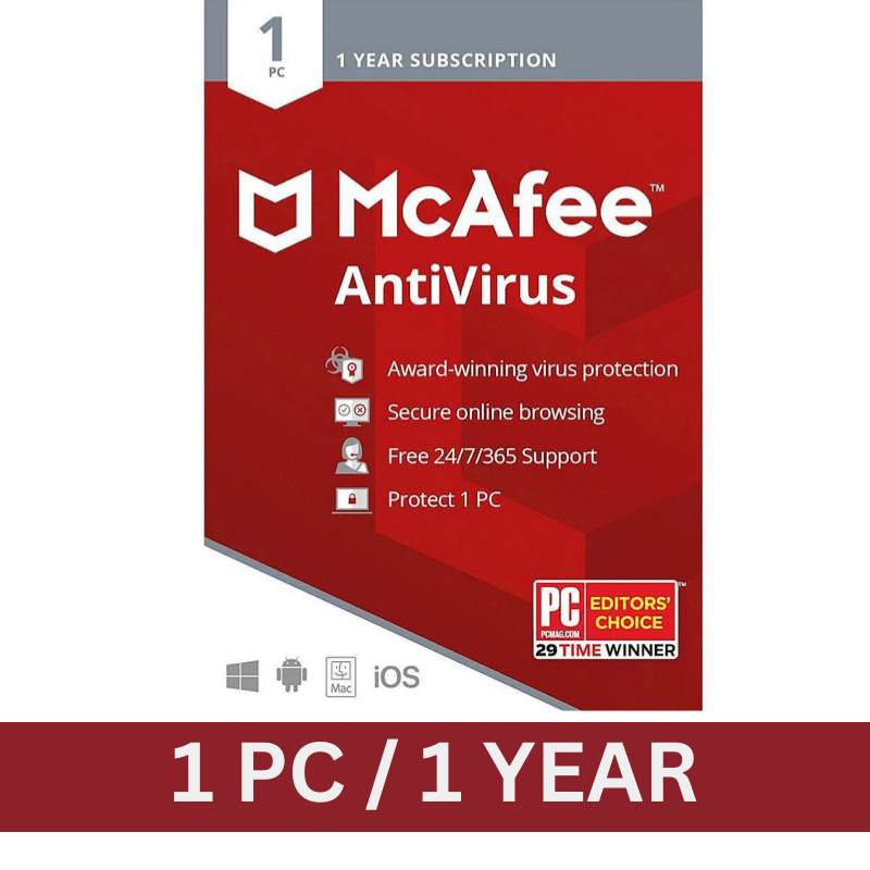 McAfee AntiVirus 1 PC 1 YEAR | 3 YEARS - GLOBAL | Lazada PH