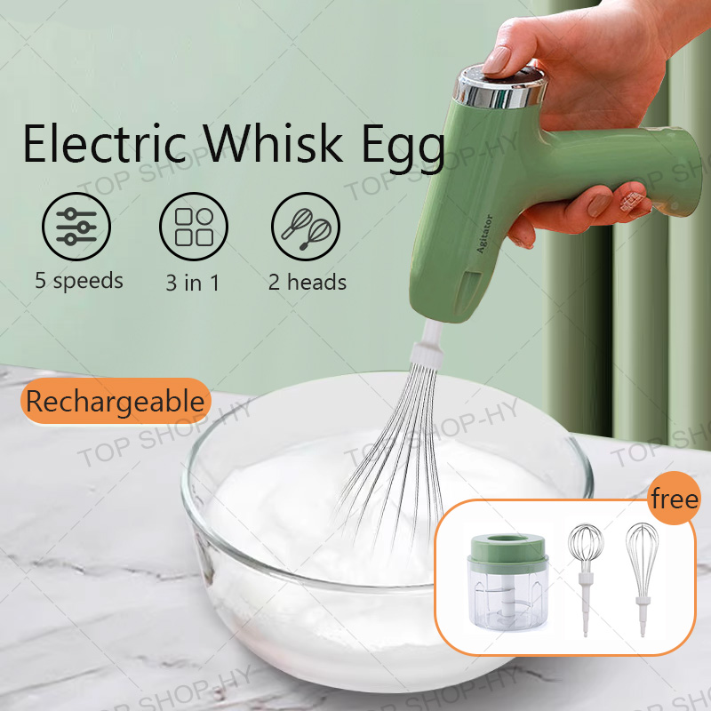 Buy 3 Speeds Hand Mixer Egg Beater Coffee Milk Drink Whisk Frother Stirrer  USB Rechargeable Handheld Food Blender Tool by Just Green Tech on Dot & Bo