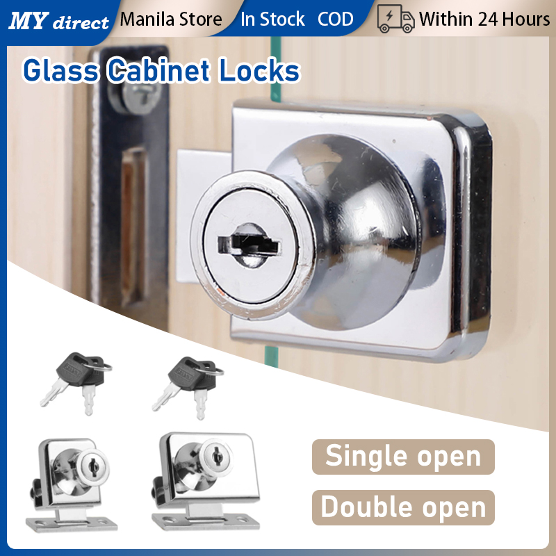 Single Double Glass Lock Showcase Push Sliding Locks Zinc Alloy Display