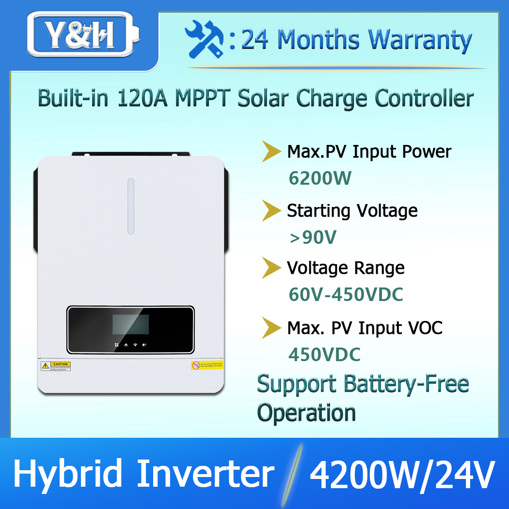 thumbnail image 2 of Y&H 4200W 24V Solar Hybrid Inverter – Off-Grid With 120A MPPT Charger & Wi-Fi (AC220V) 2 of 5