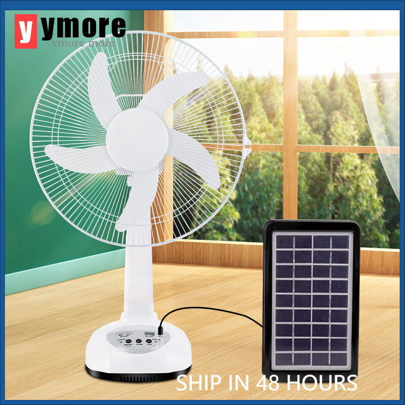 16 Inch Rechargeable Solar Electric Fan Desk Fan with Charger Solar Panel Charging Fan AC DC