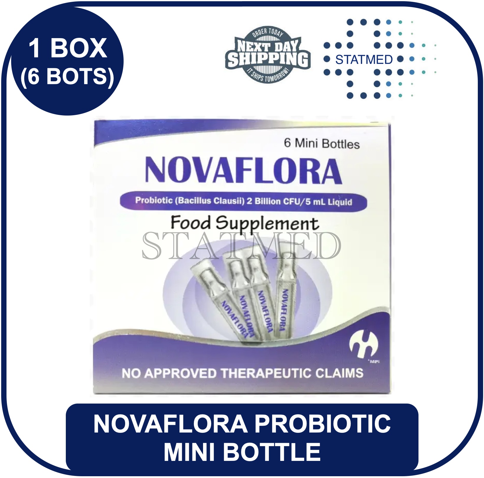 Novaflora (erceflora Generic) Probiotic Bacillus Clausii 1 Box [6 Mini 