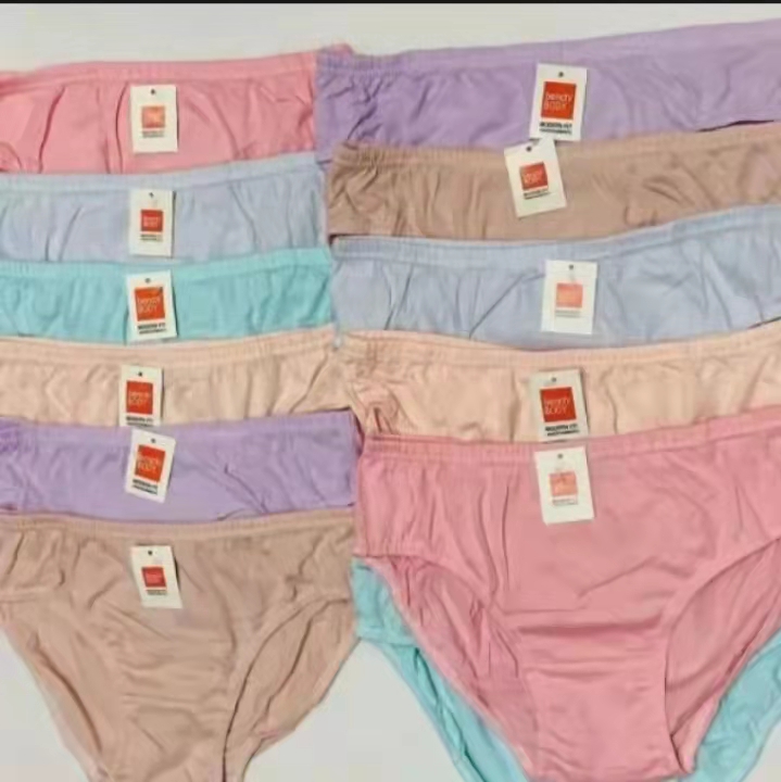 Assorted design) Plain underwear ladies panty 12/6pcs random color