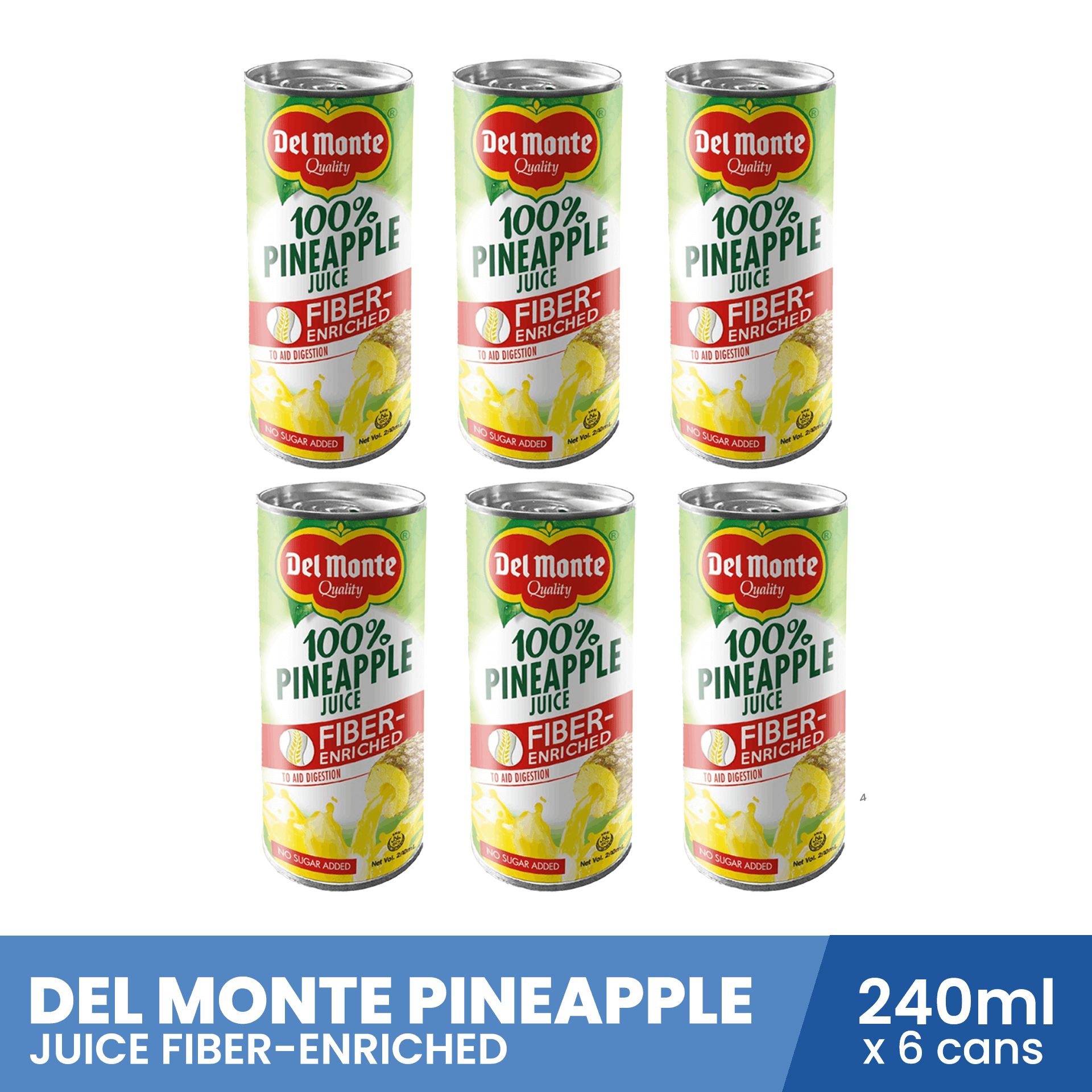 DEL MONTE 100% Pineapple Juice Fiber-enriched 240ml x cans