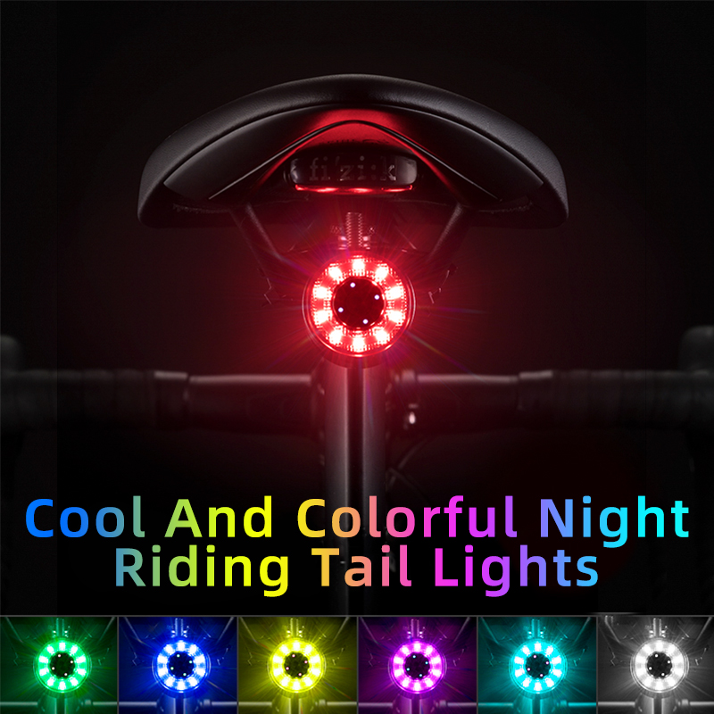 ROCKBROS Bike Tail Light USB Charging Safety Warning Cycling Light Colorful Bicycle Rear Light Bike Accessories