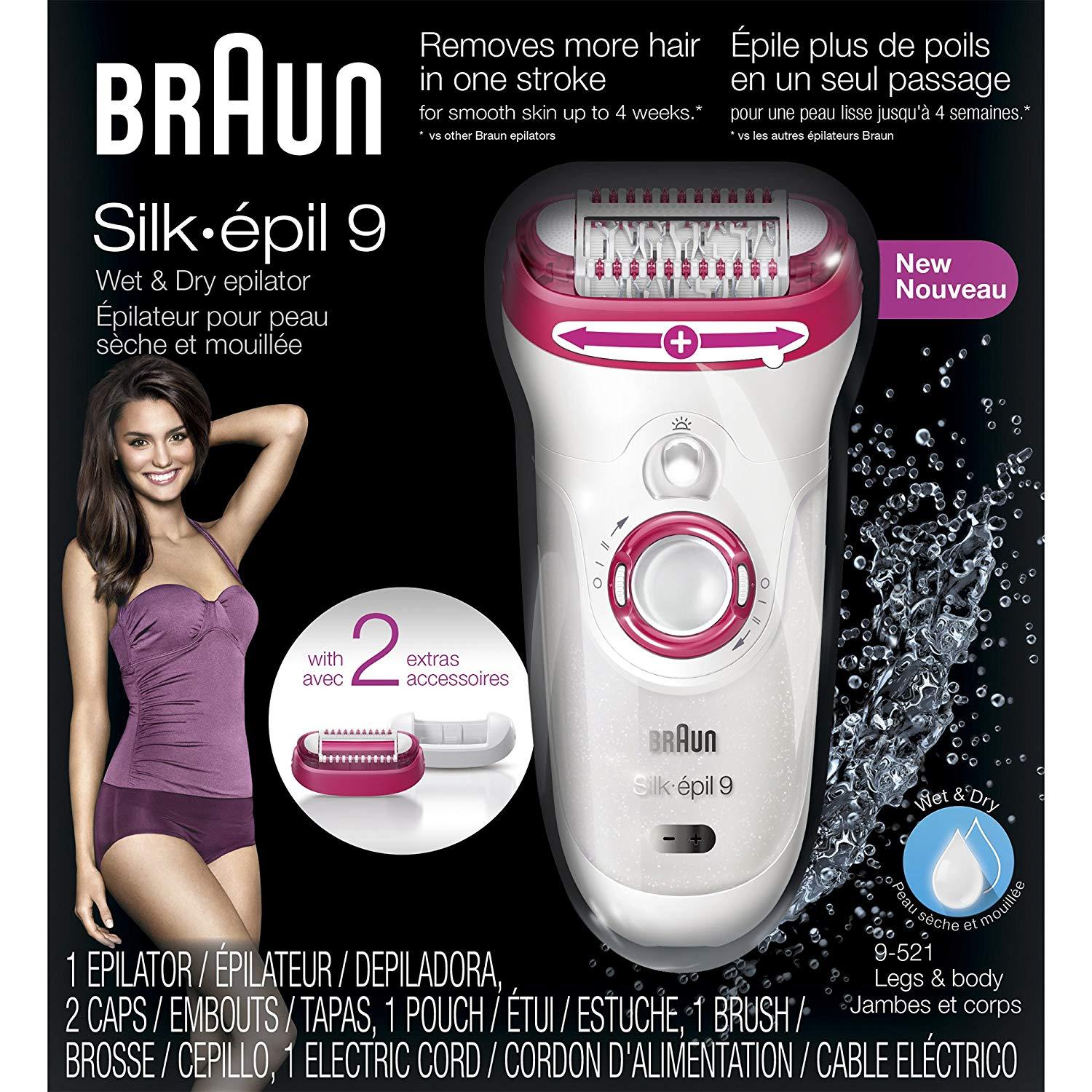 Braun Silk Epil 9 9 521 Women S Epilator Electric Hair Removal Cordless Wet Dry White Pink Packaging May Vary Lazada Ph