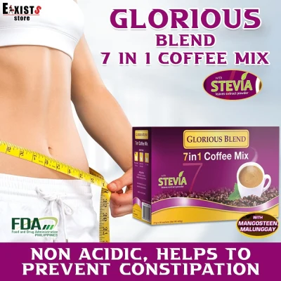 Glorious Blend 7 in 1 Coffee Mix with Stevia extract power (20 sachets) Non Acidic With Mangosteen