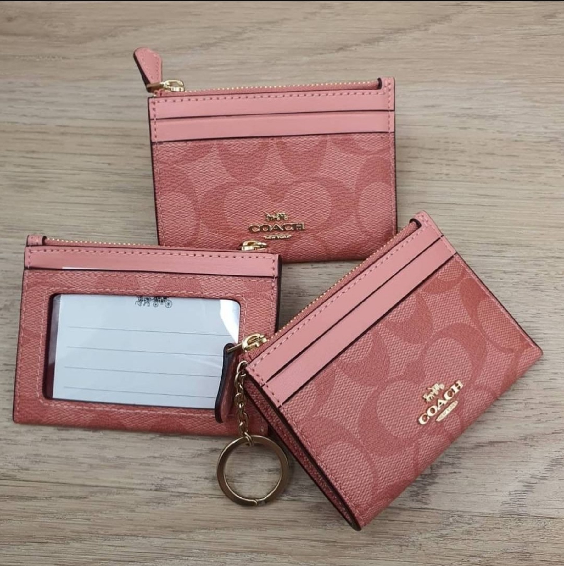 Coach 88208 Mini Skinny ID Case in Candy Pink Signature Coated Canvas and  Smooth Leather with Attached Split Key Ring - Unisex Card / ID Case |  Lazada PH