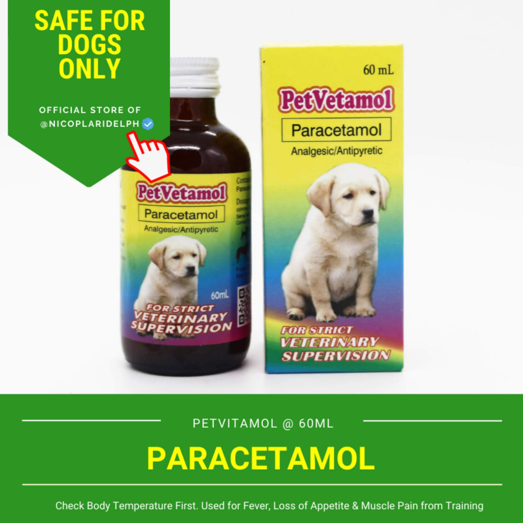 PetVetamol Analgesic and Antipyretic for Dogs with Fever, Loss of