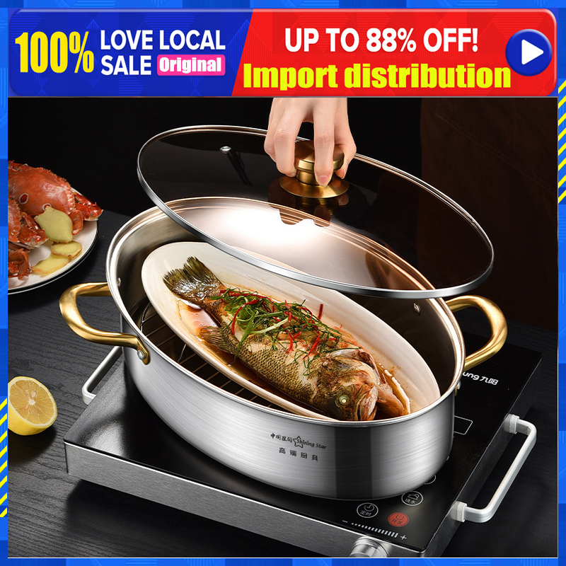 1PC2023 new stainless steel steamer, thickened multi-layer steamer for  household cooking and stewing, steam tray, electromagnetic stove, gas  stove, and dedicated household large capacity fish steamer steamer